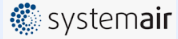 Systemair logo met blauwe stippen en tekst