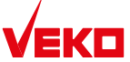 Veko logo met rode letters en vinkje