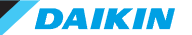 Daikin bedrijfslogo met blauwe achtergrond.