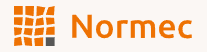 Normec bedrijfslogo oranje en zwart ontwerp.