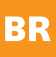Oranje en wit logo met 'BR'