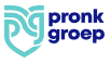 Logo van Pronk Groep, blauw-groen ontwerp