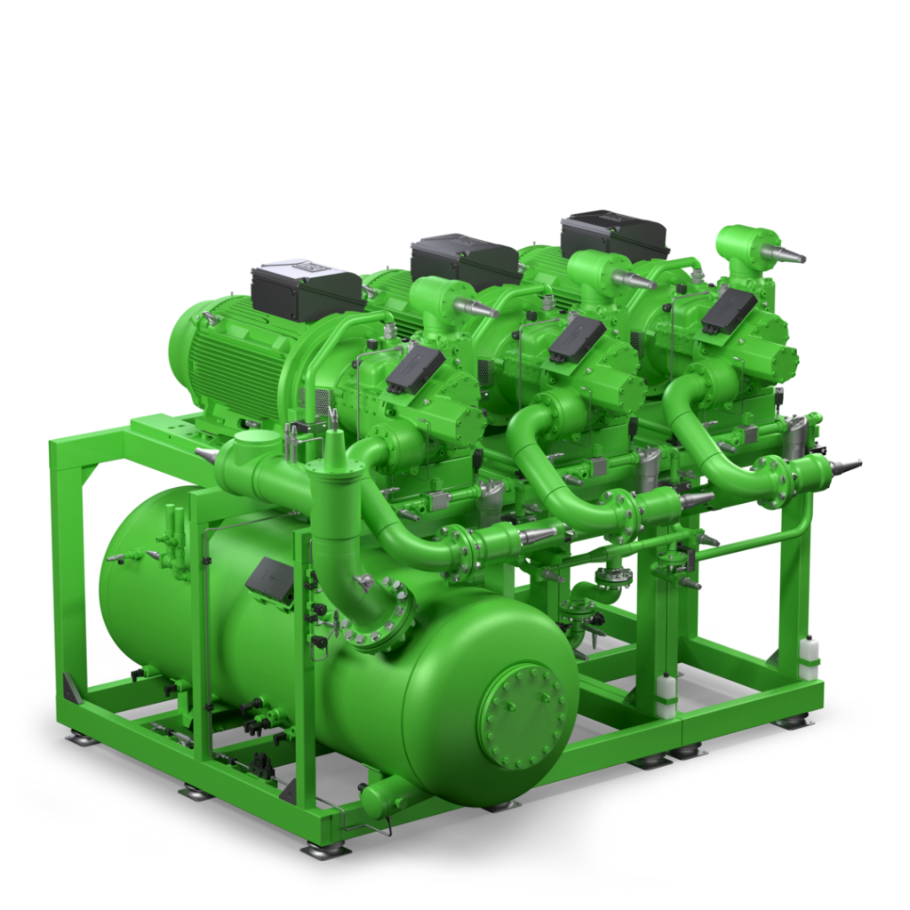 Groene industriële machine met meerdere motoren.