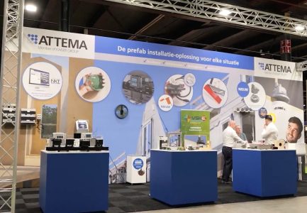 Prefab installaties voor bouwprojecten, beursstand Attema.